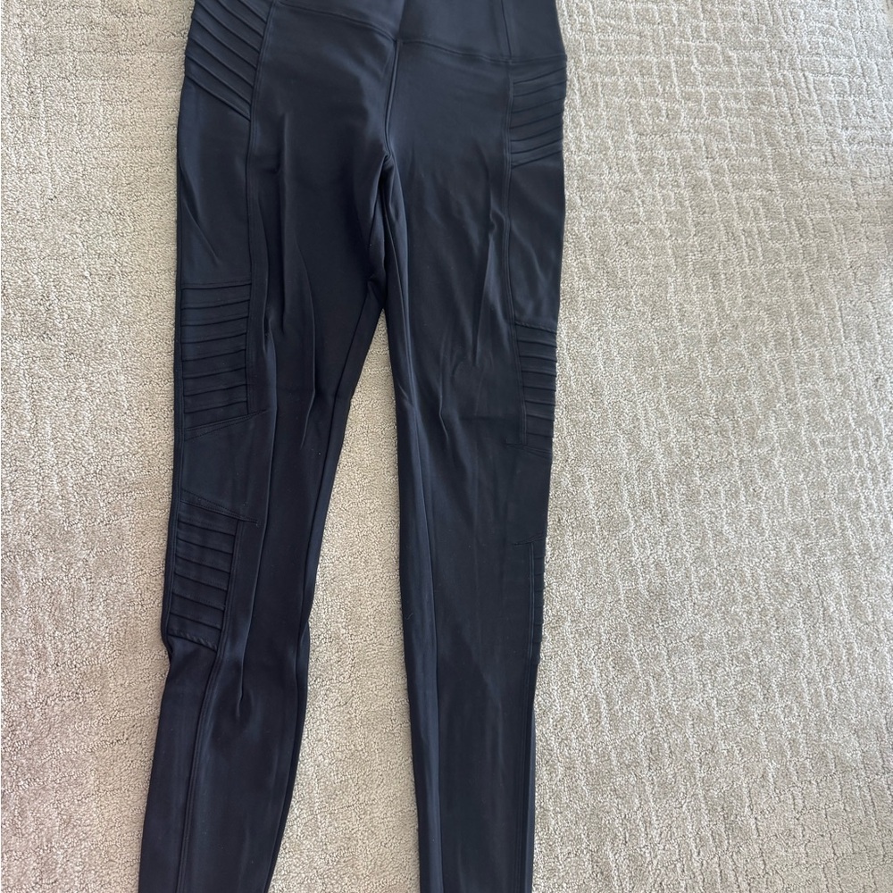 Athleta Delancey Moto Tight Black Leggings with High Waist